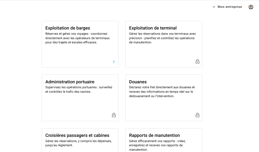 Step #1: Une fois connecté à RPIS, sélectionnez la section « Exploitation de barges ».