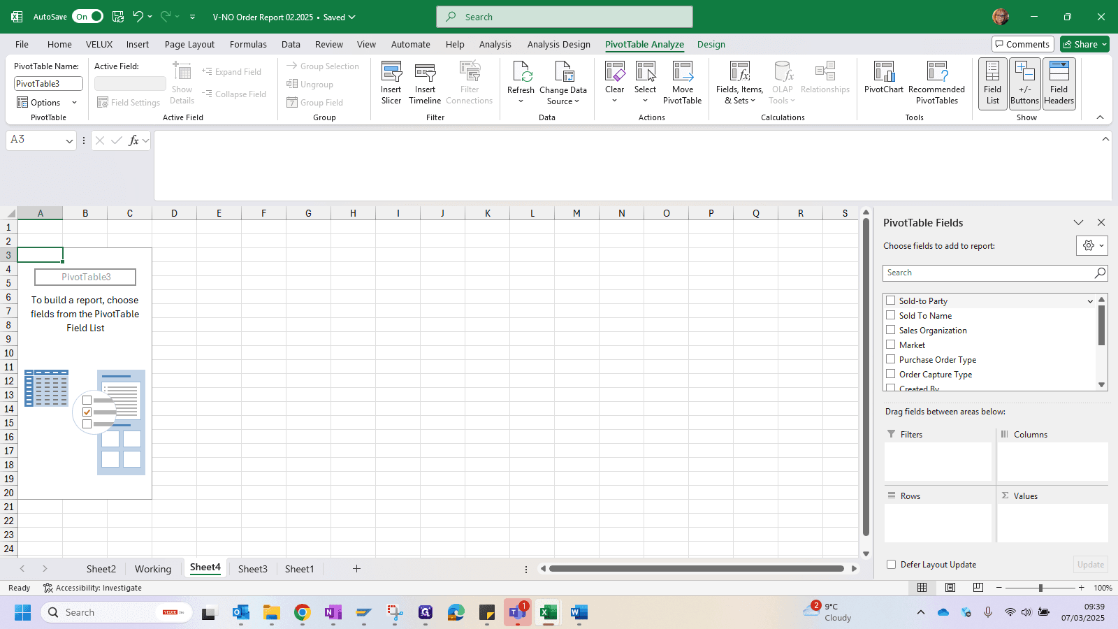 Step #13: Drag "Sold - to Party" to Rows