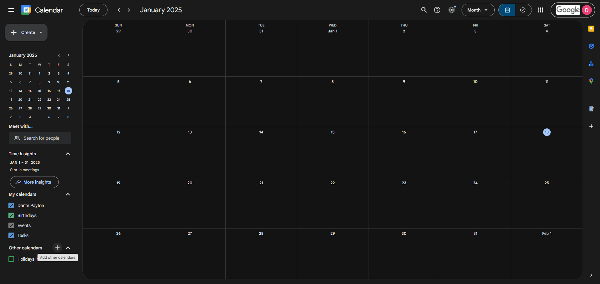 Step #3: Navigate to 'Other calendars' and click on "+"