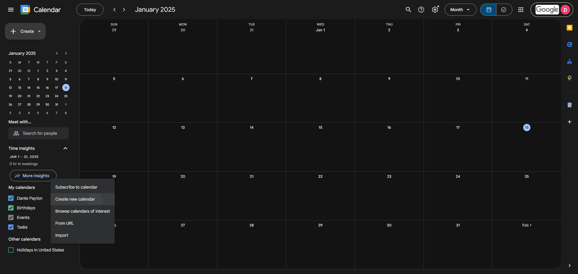 Step #4: Click on "Create new calendar"
