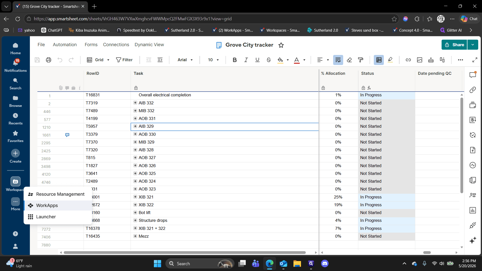 Step #2: Select WorkApps from the pop-up menu.