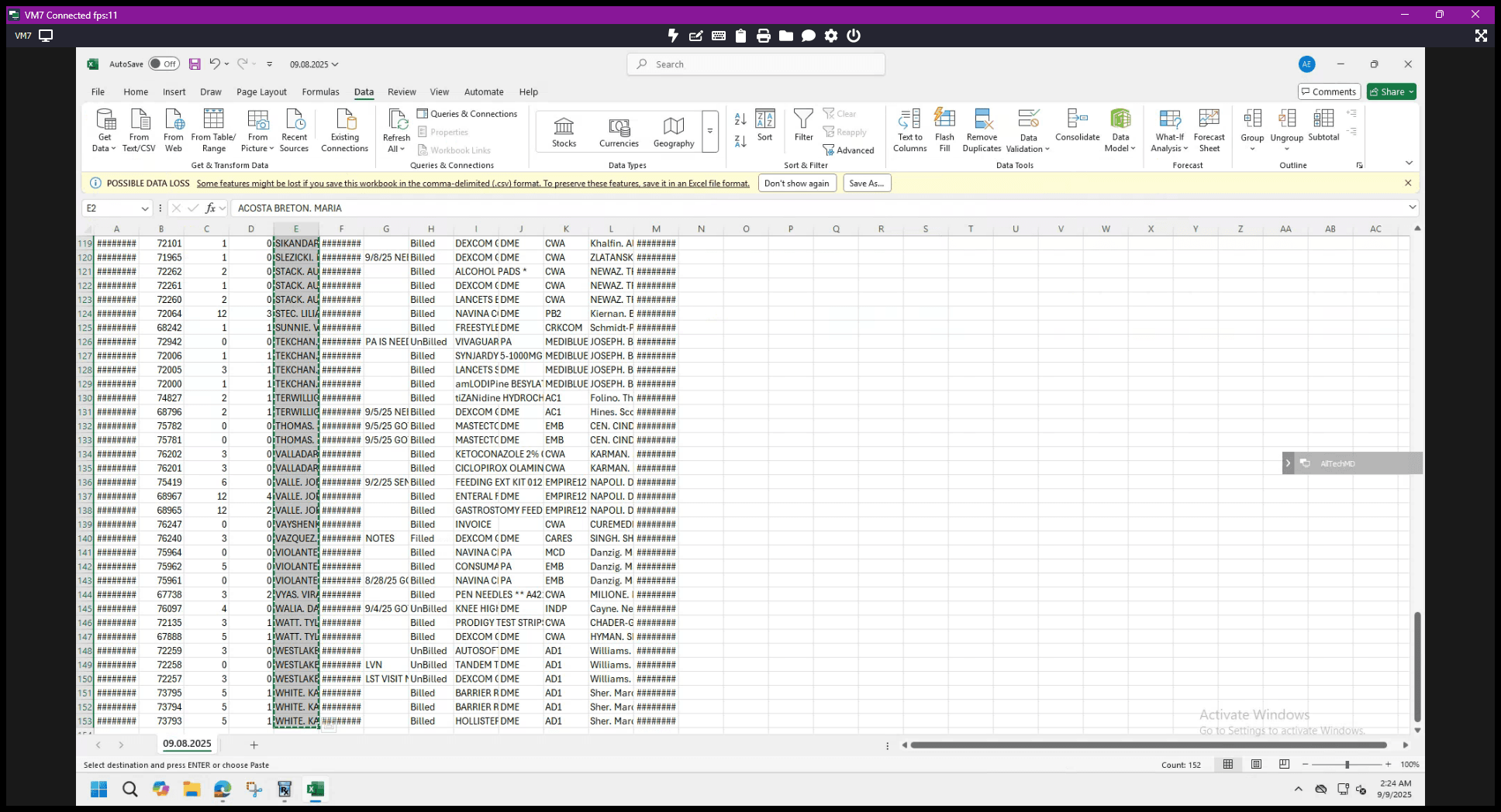 Step #15: Click on the data that needs to be transferred