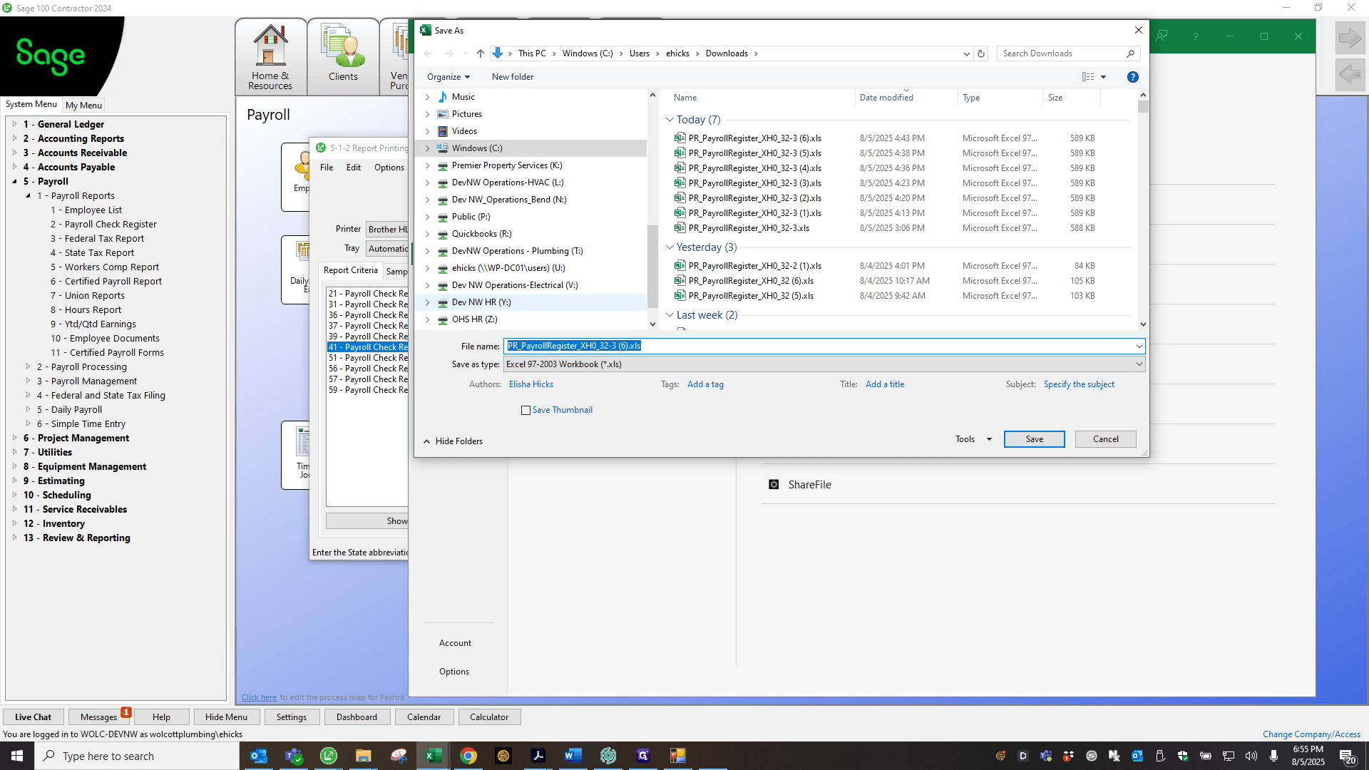 Step #72: Click on "ehicks ( \\ WP - DC01 \ users ) ( U :) Dev NW Operations - Electrical ( V :) Dev NW HR ( Y :) OHS HR ( Z :)"
