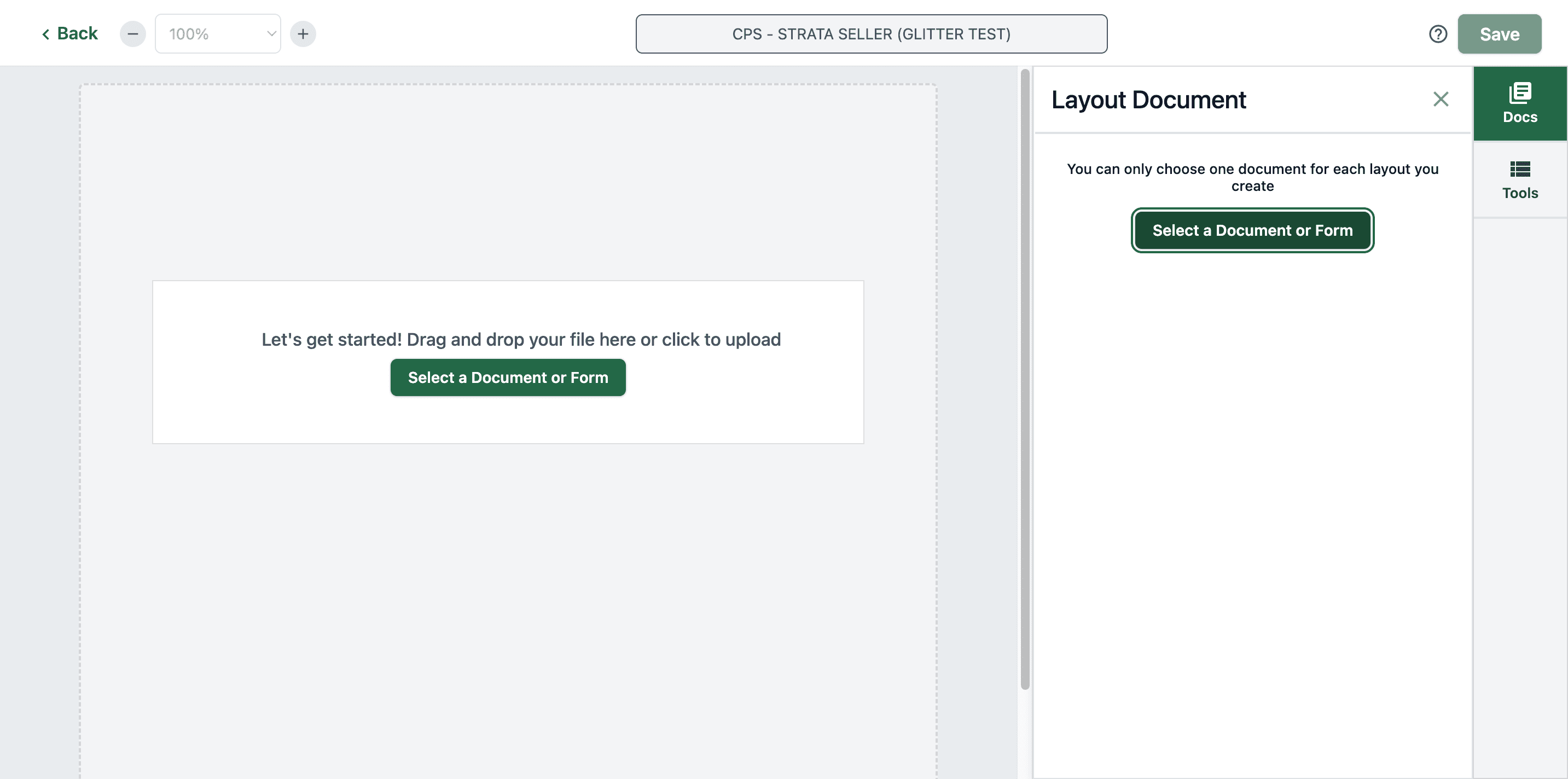 Step #8: Click on "Select a Document or Form"