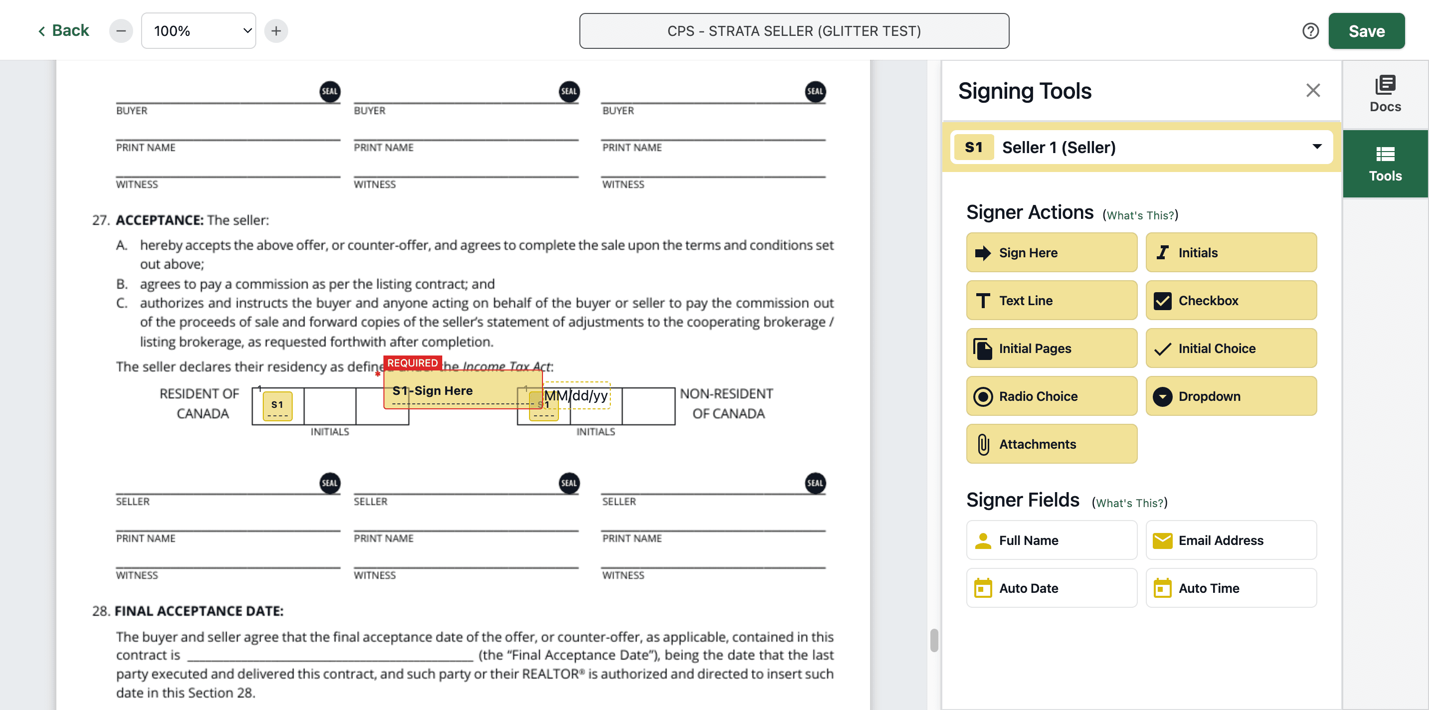 Step #52: Click on "S1 - Sign Here" and put here
