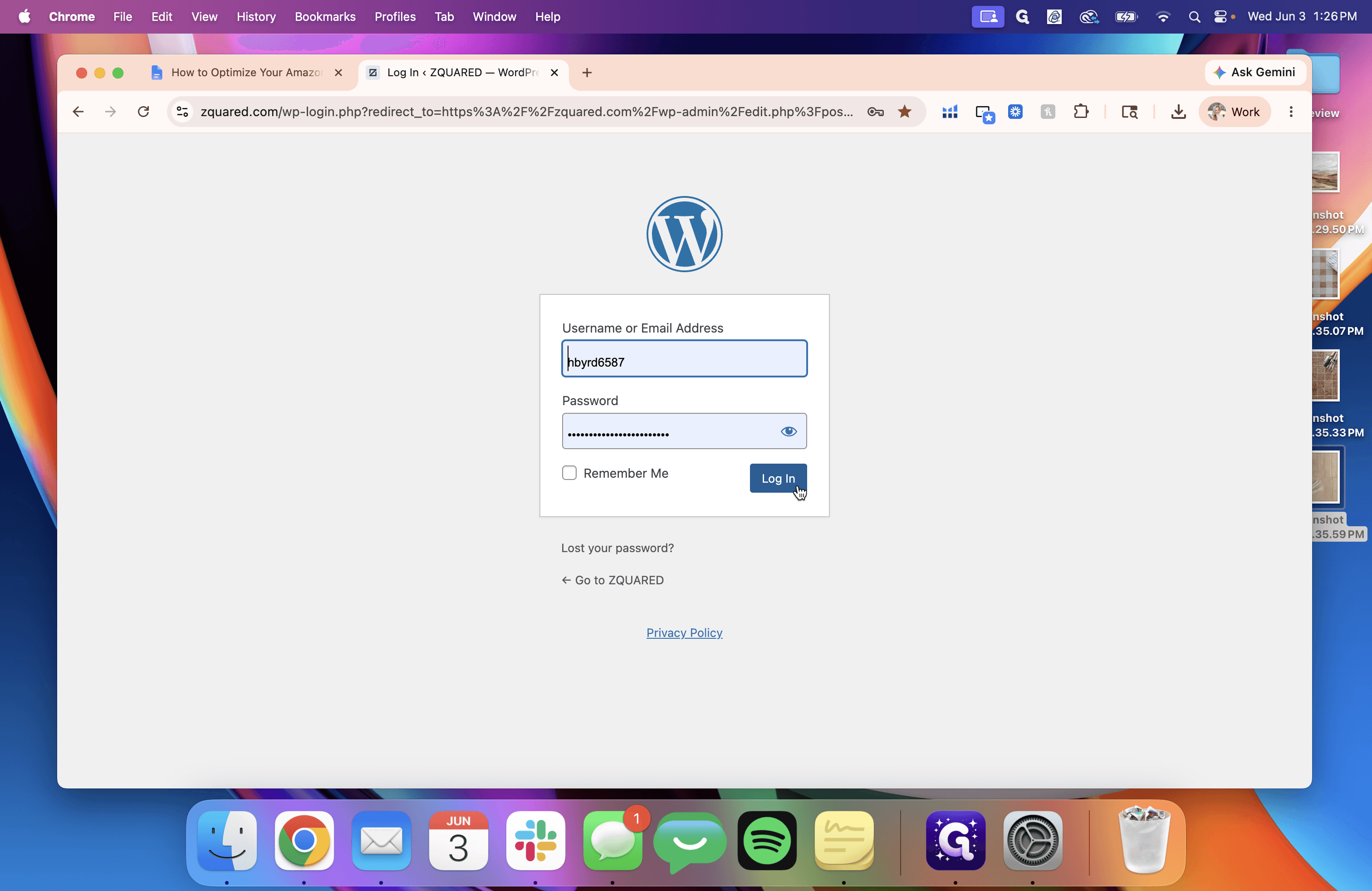 Step #1: Log in to your WordPress administrator dashboard.