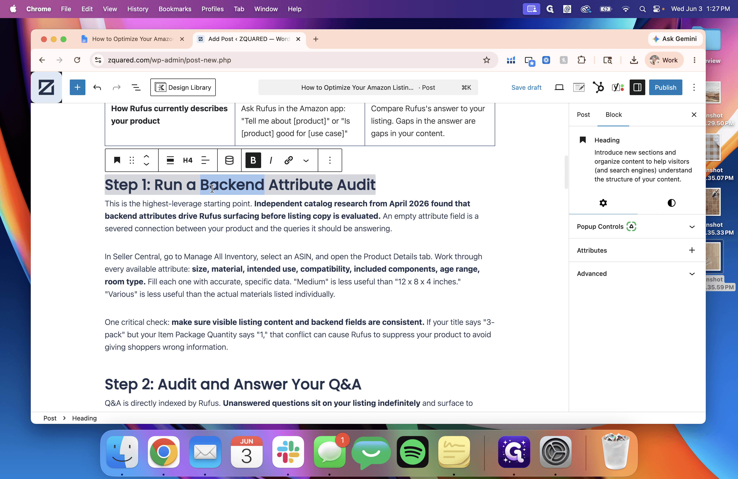 Step #4: Check your headings to ensure the hierarchy is correct. The main title should be an H1, and subsequent section headers should be properly nested (e.g., H2, H3, H4).