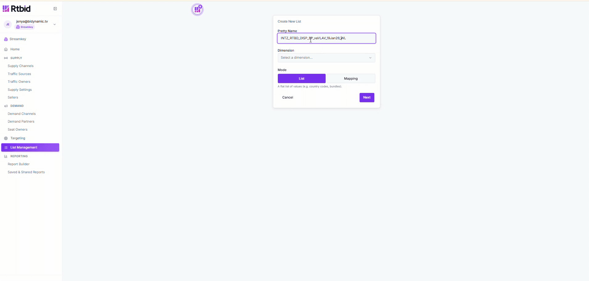Step #5: Click the Dimension dropdown menu.