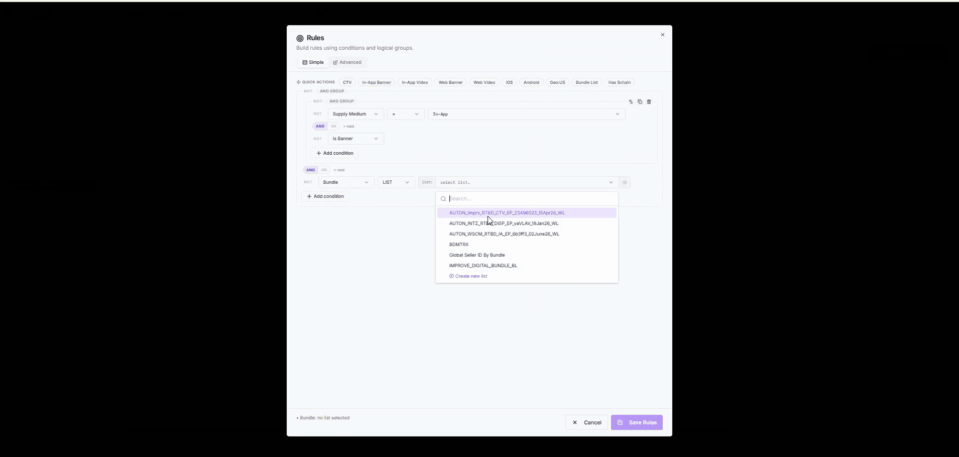 Step #19: Select the bundle list you created earlier from the available options.