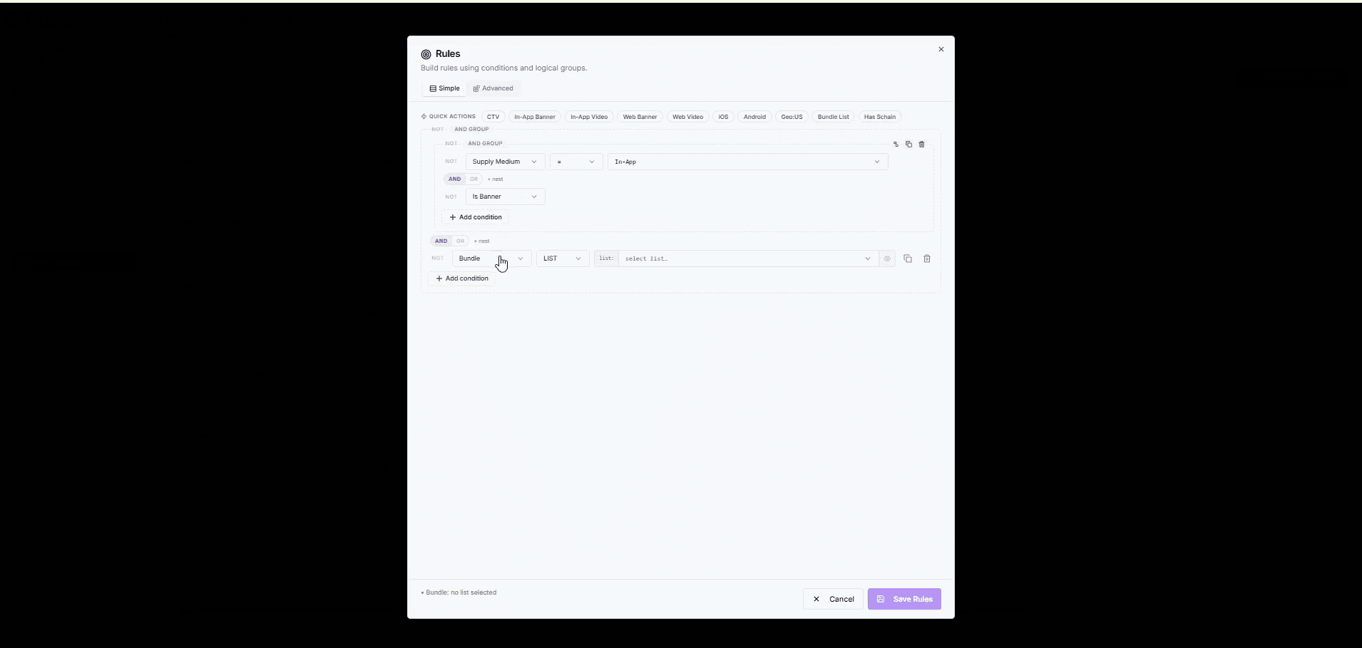 Step #18: Select Bundle from the rule type dropdown.