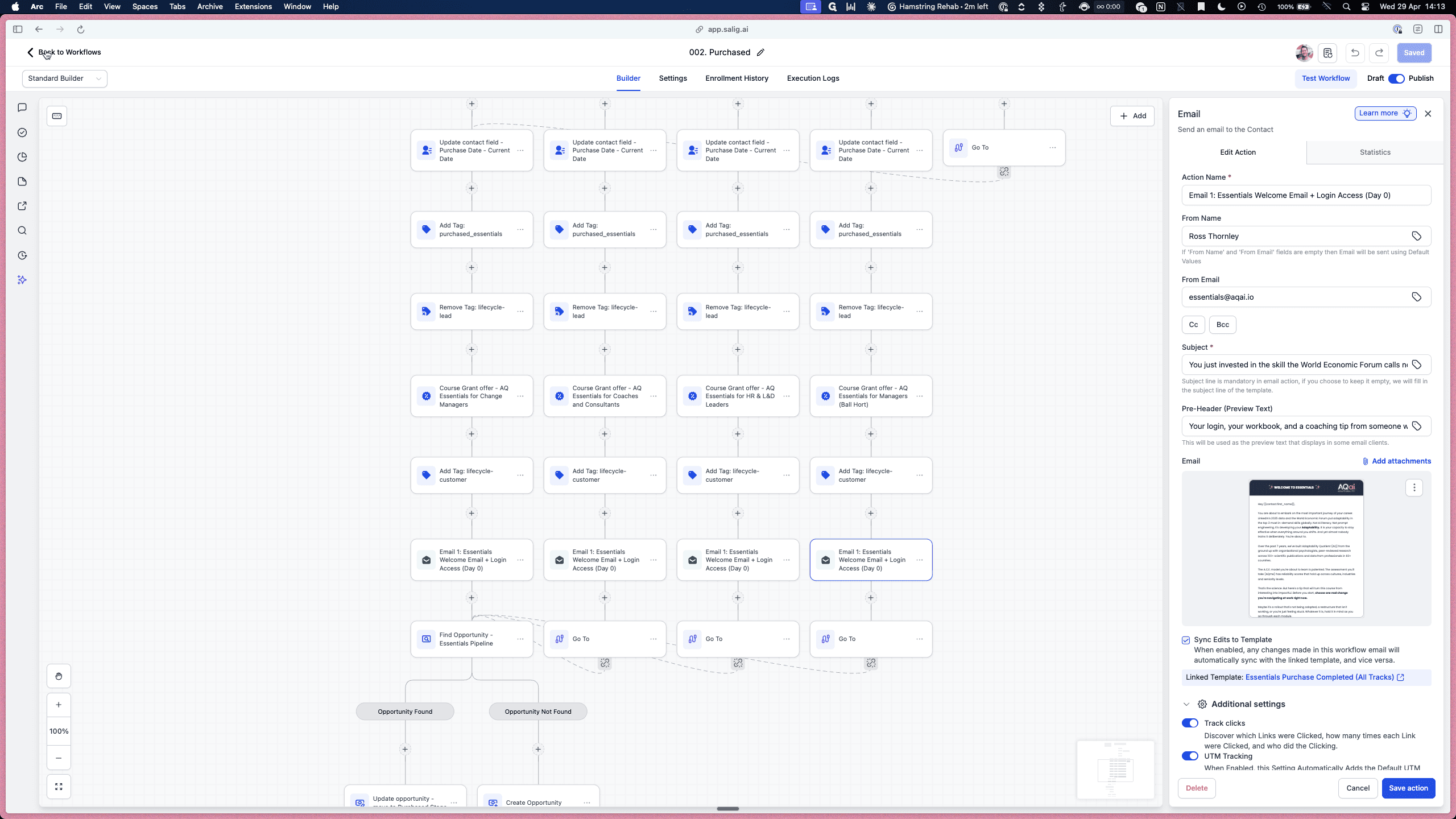Step #7: Click < Back to return to the main workflow builder canvas.
