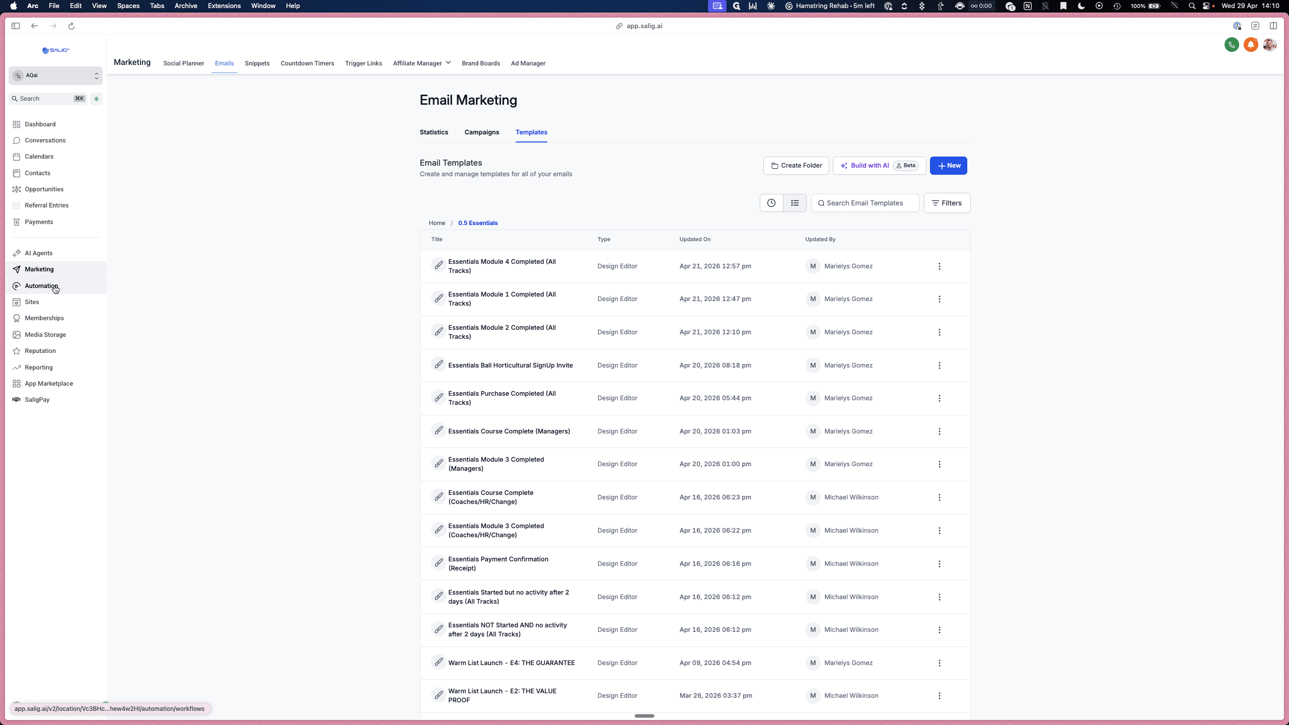 Step #1: Click Automation in the left navigation sidebar.