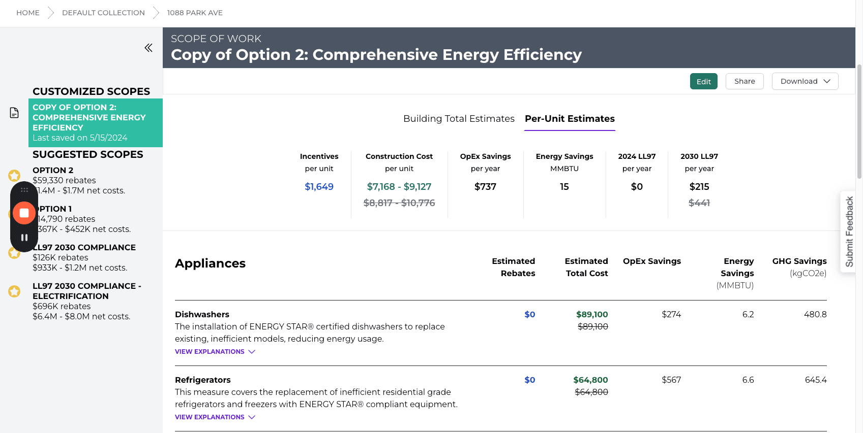 Step #18: Click "Per - Unit Estimates"