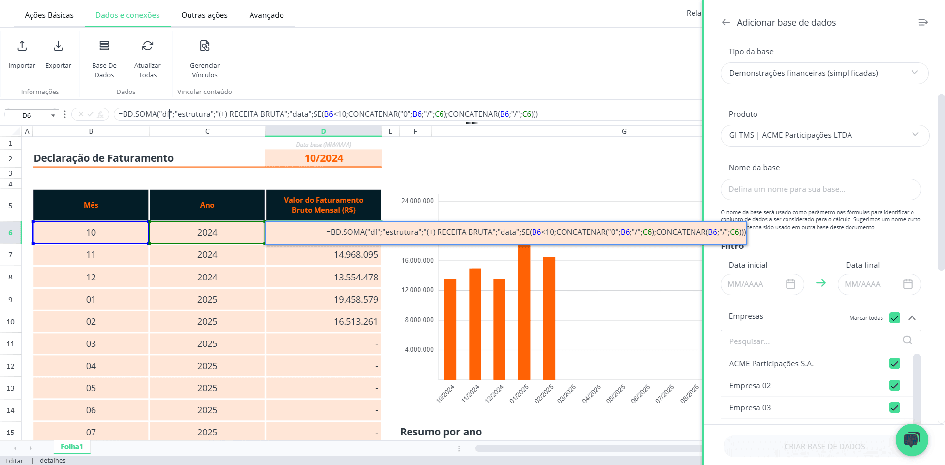 Step #36: Verifique nas células que contém valores qual o nome da Base de Dados para preencher este campo na sua criação: