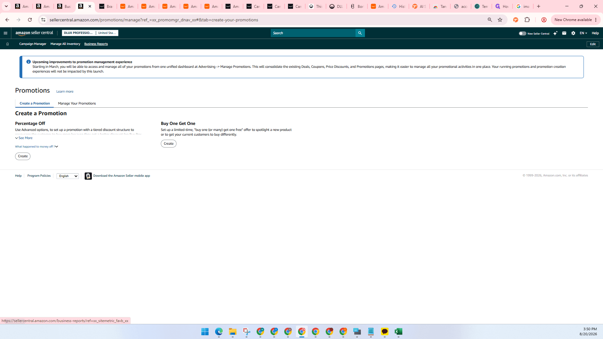 Step #6: In Amazon Seller Central, open the main menu and click Business Reports.