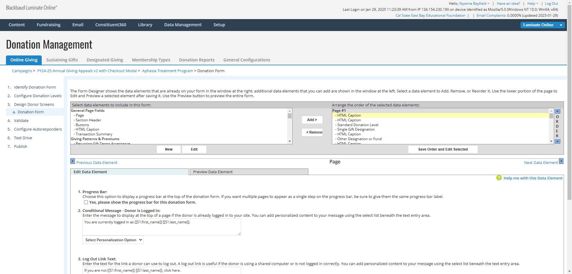 Step #6: In the top right panel, Click on the first "HTML Caption" element.
