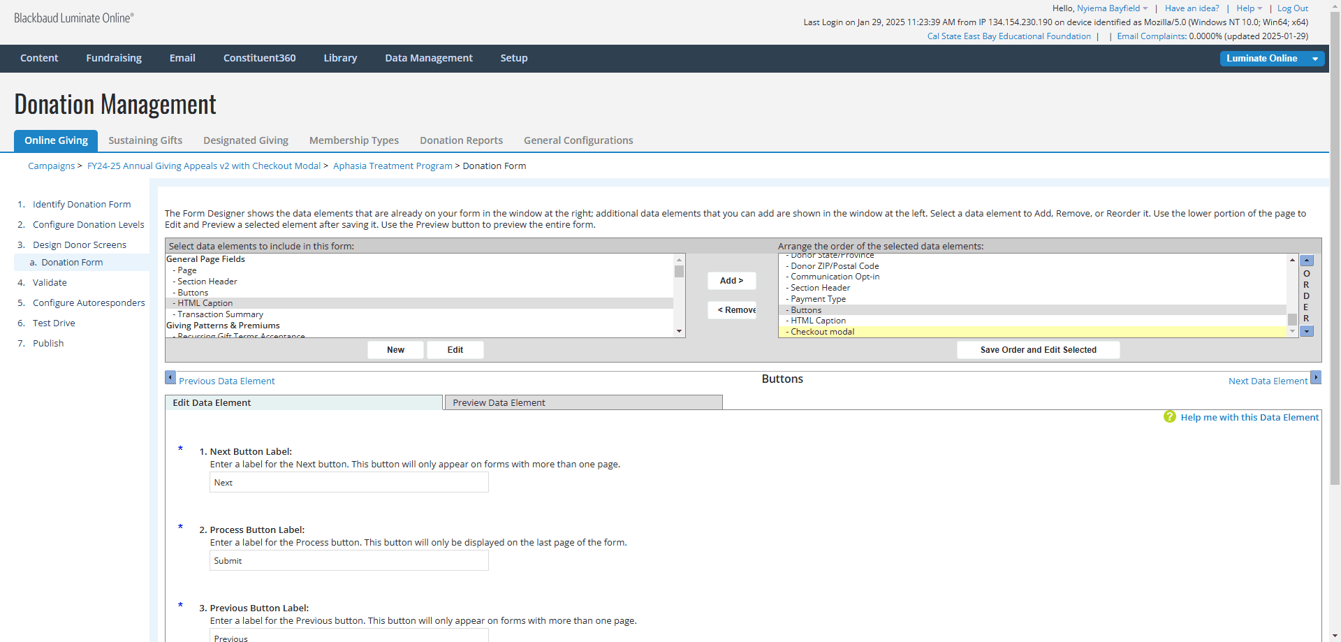 Step #31: In the top right panel, Click on "Checkout modal"