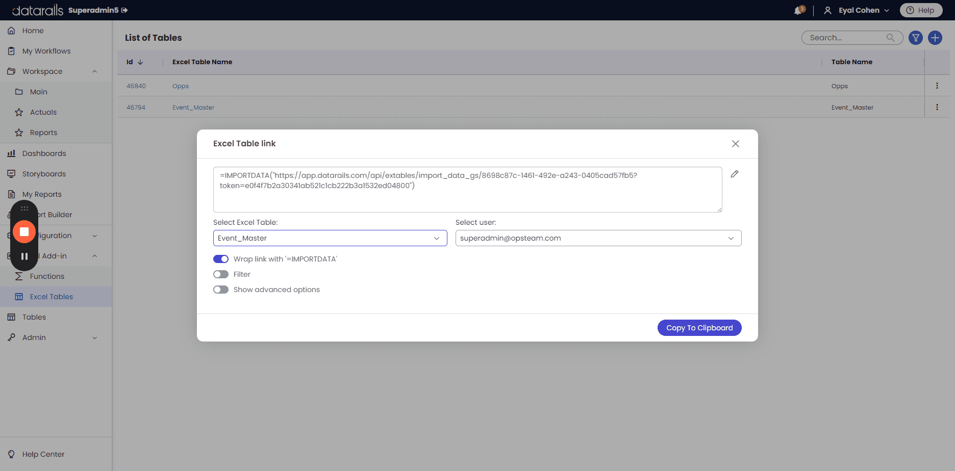 Step #5: Click "Wrap link with ' -IMPORTDATA ""