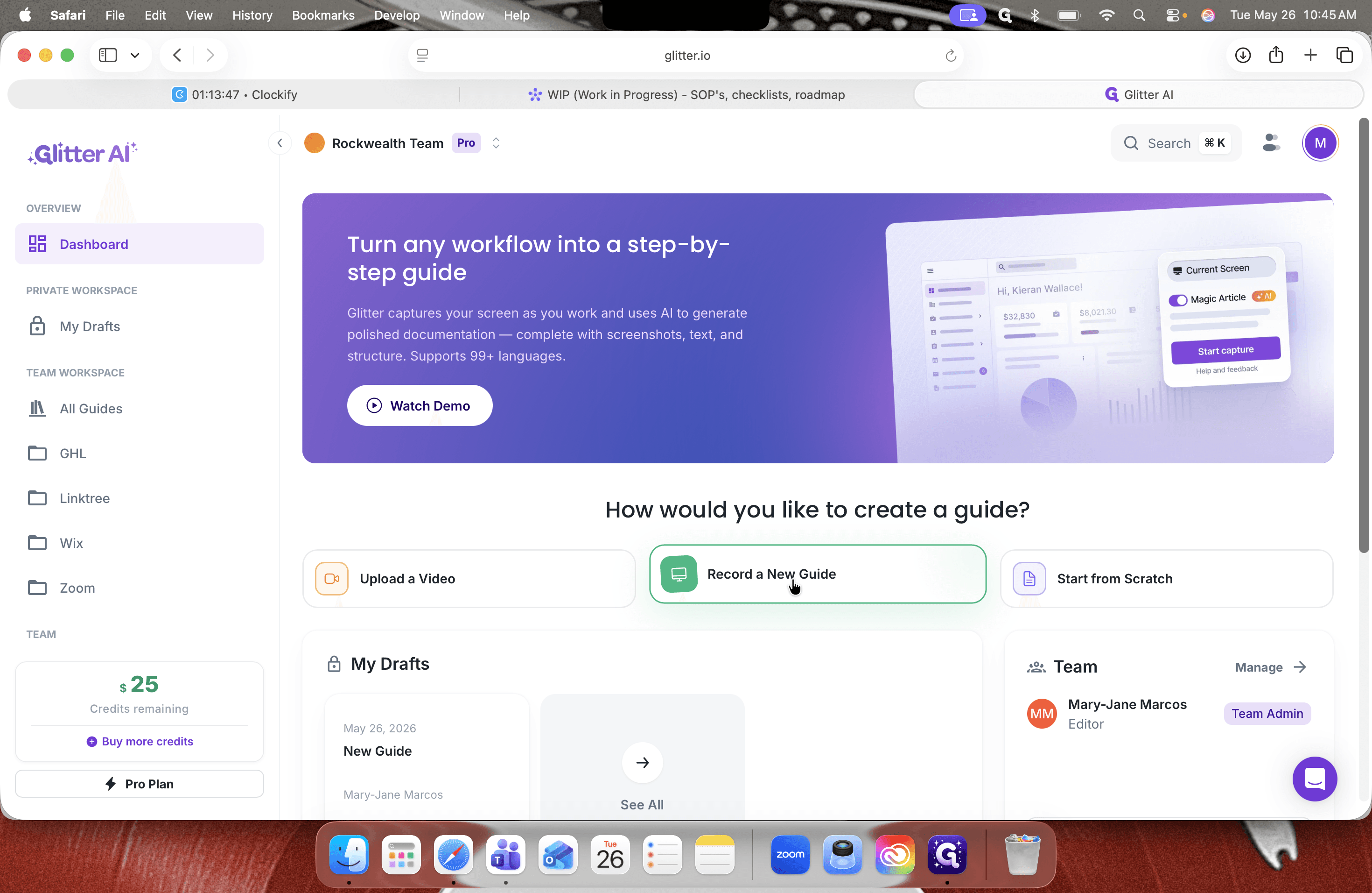 Step #2: Click Record a New Guide to begin capturing your screen interactions.