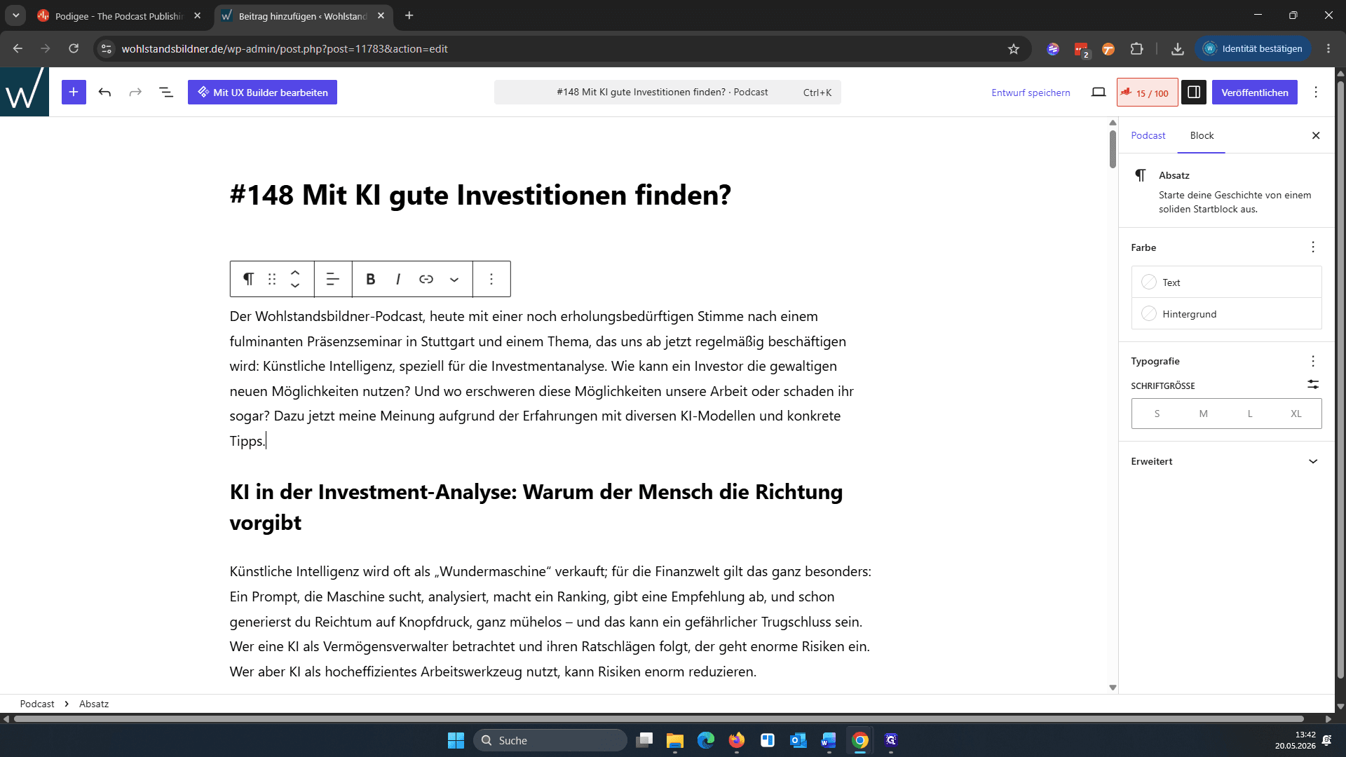 Step #15: Klicken Sie in der rechten Seitenleiste auf den Reiter Podcast.