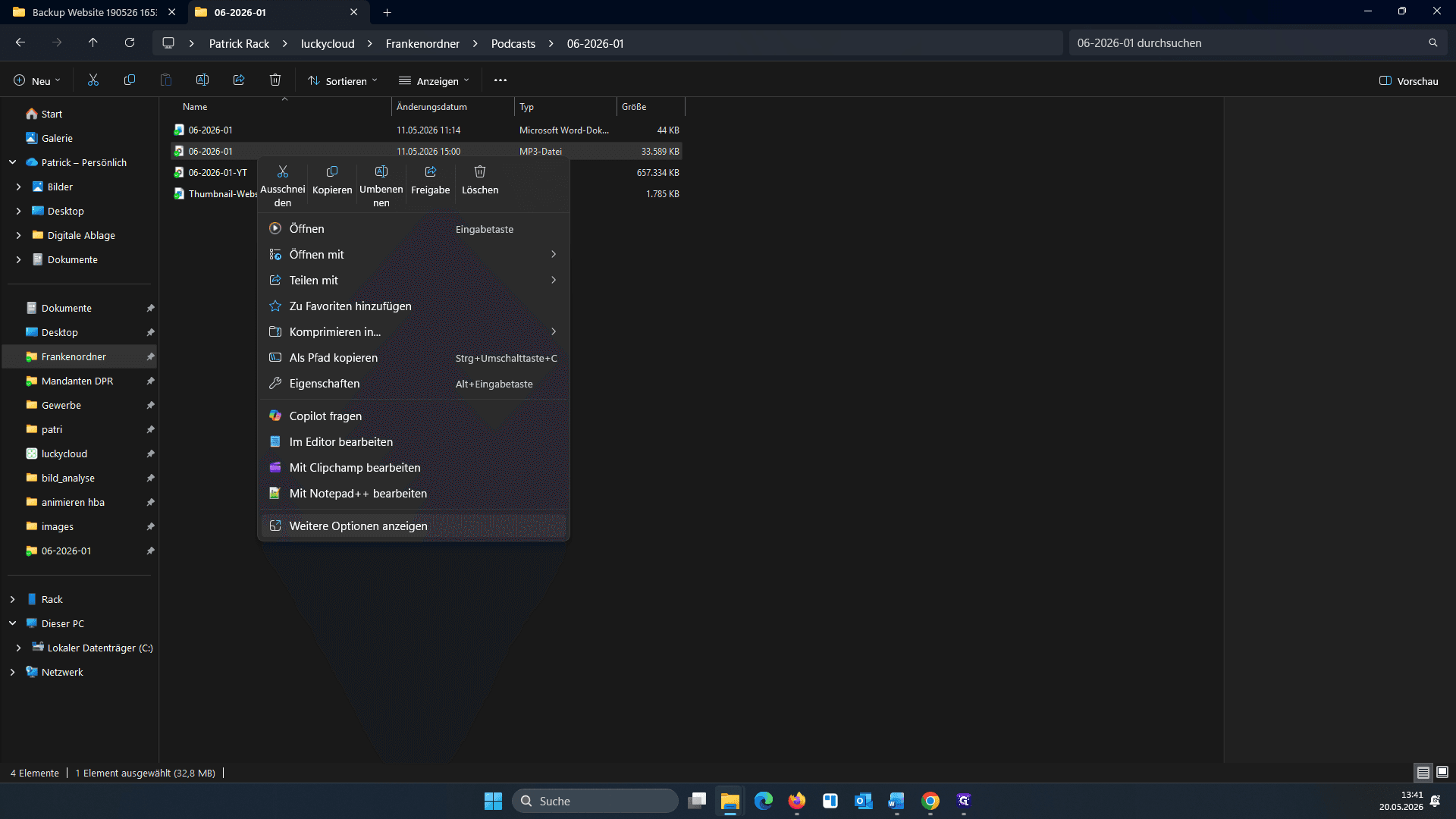 Step #9: Klicken Sie auf Eigenschaften (unter Windows 11 ggf. zuerst auf Weitere Optionen anzeigen).