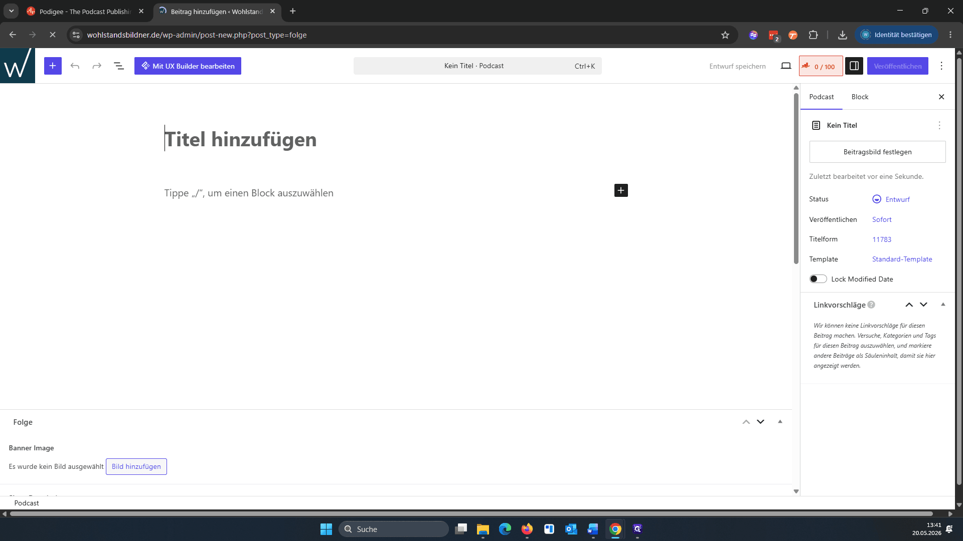 Step #5: Klicken Sie in das Feld Titel hinzufügen.