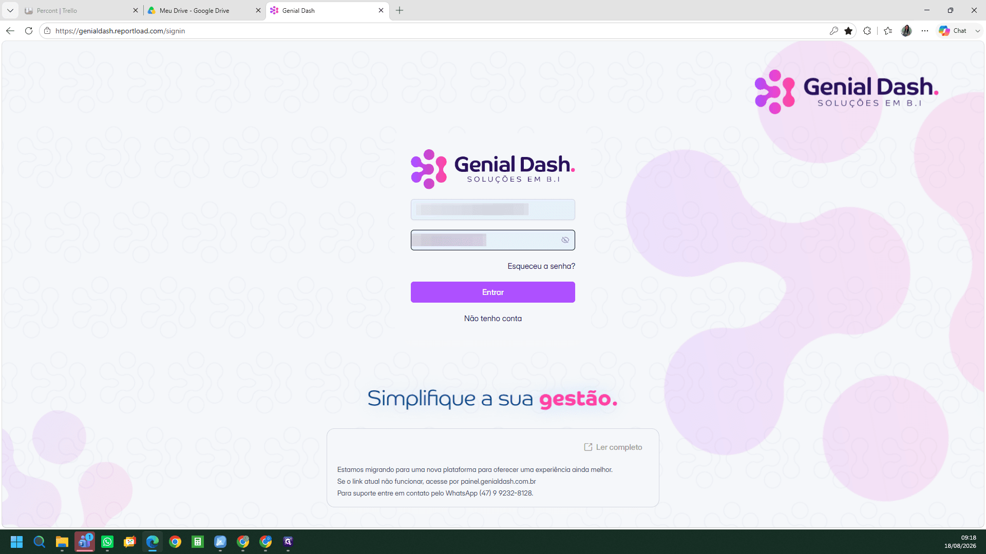 Step #2: Clique no botão Entrar para acessar a plataforma.
