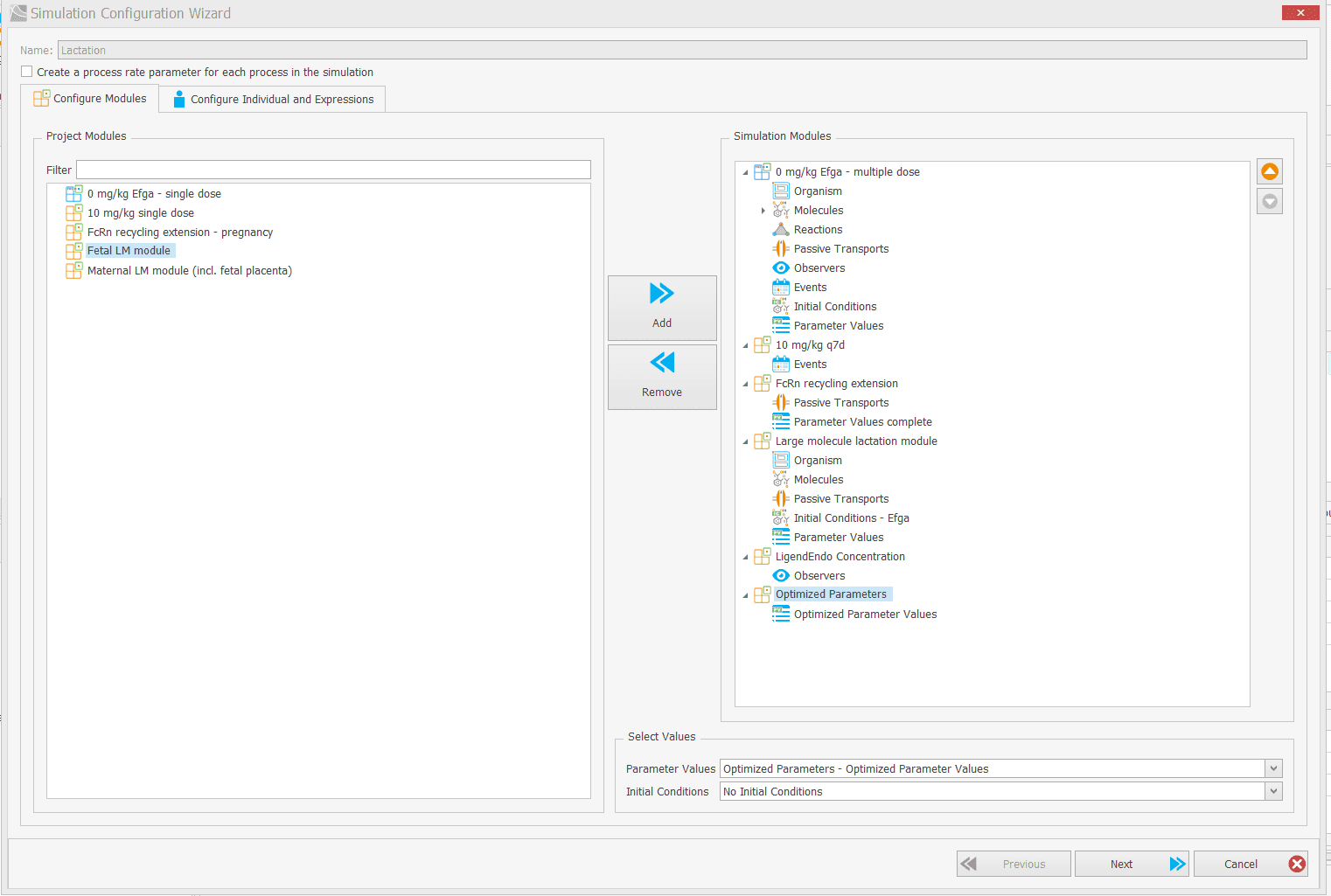 Step #7: Create your simulations. Remember to include the FcRn recycling module.