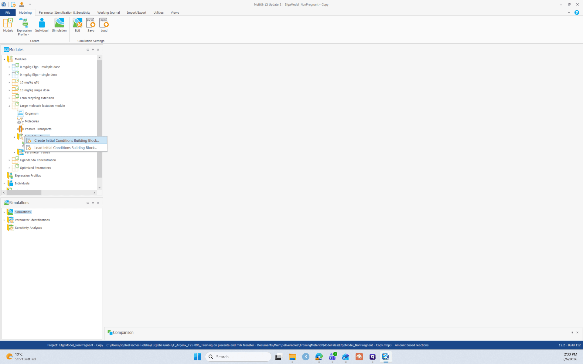 Step #1: Right-click the Initial Conditions folder in the lactation module, select Create Initial Conditions Building Block.