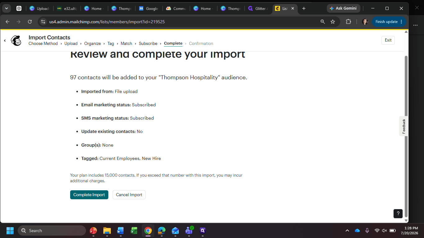 Step #19: Click Complete Import to finish the process.