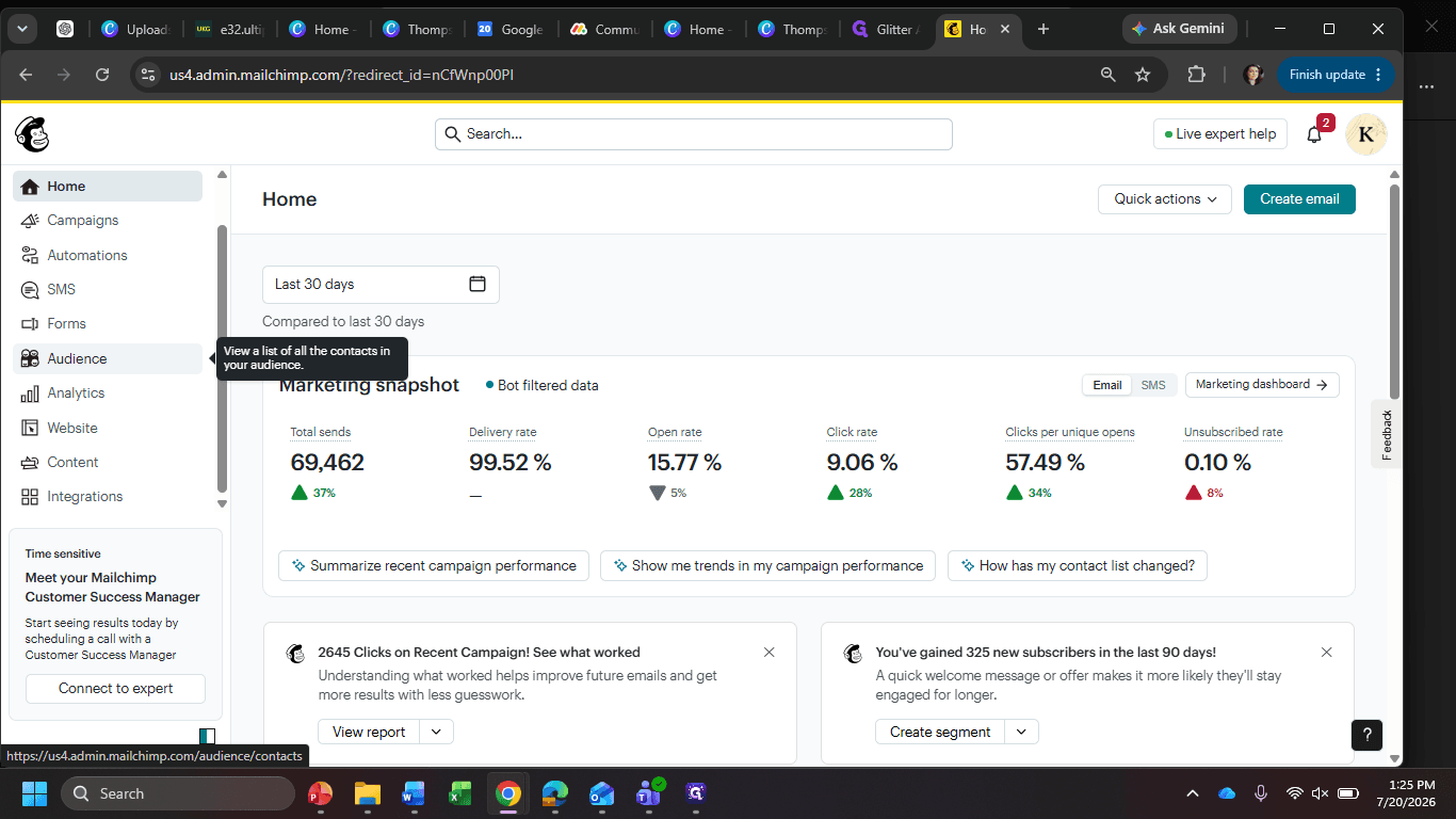 Step #1: Click Audience in the left sidebar navigation.