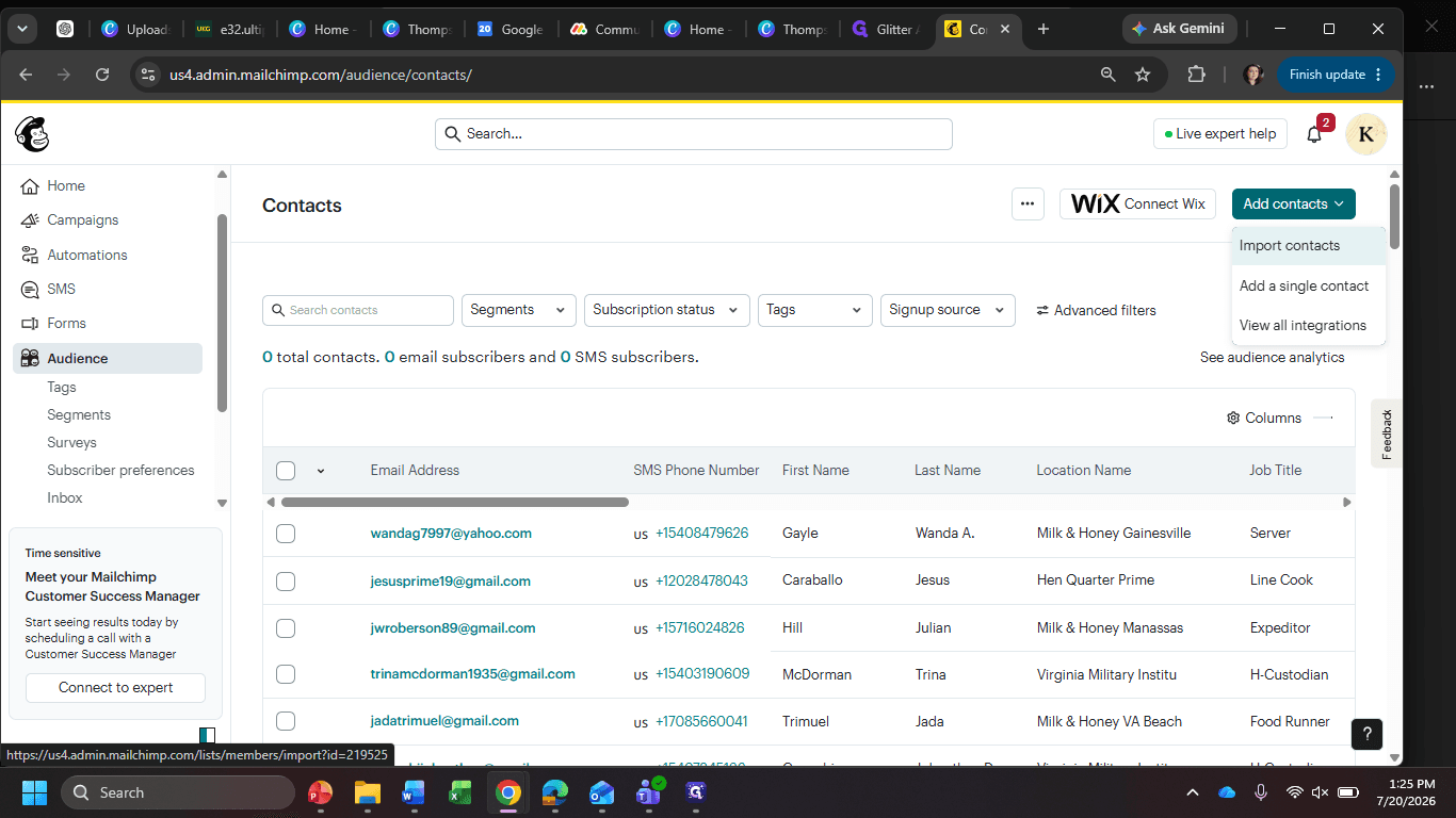 Step #3: Select Import contacts from the menu.