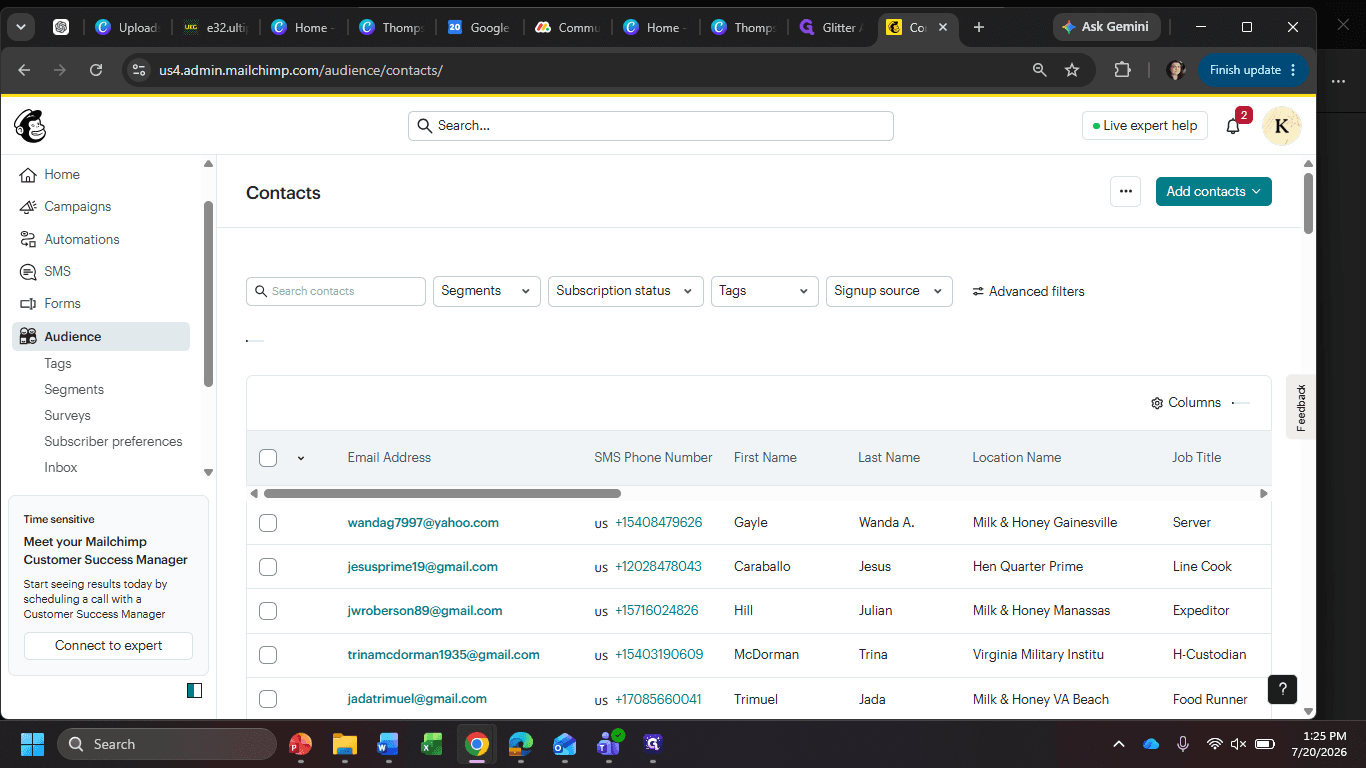 Step #2: Click the Add contacts ▼ dropdown button.
