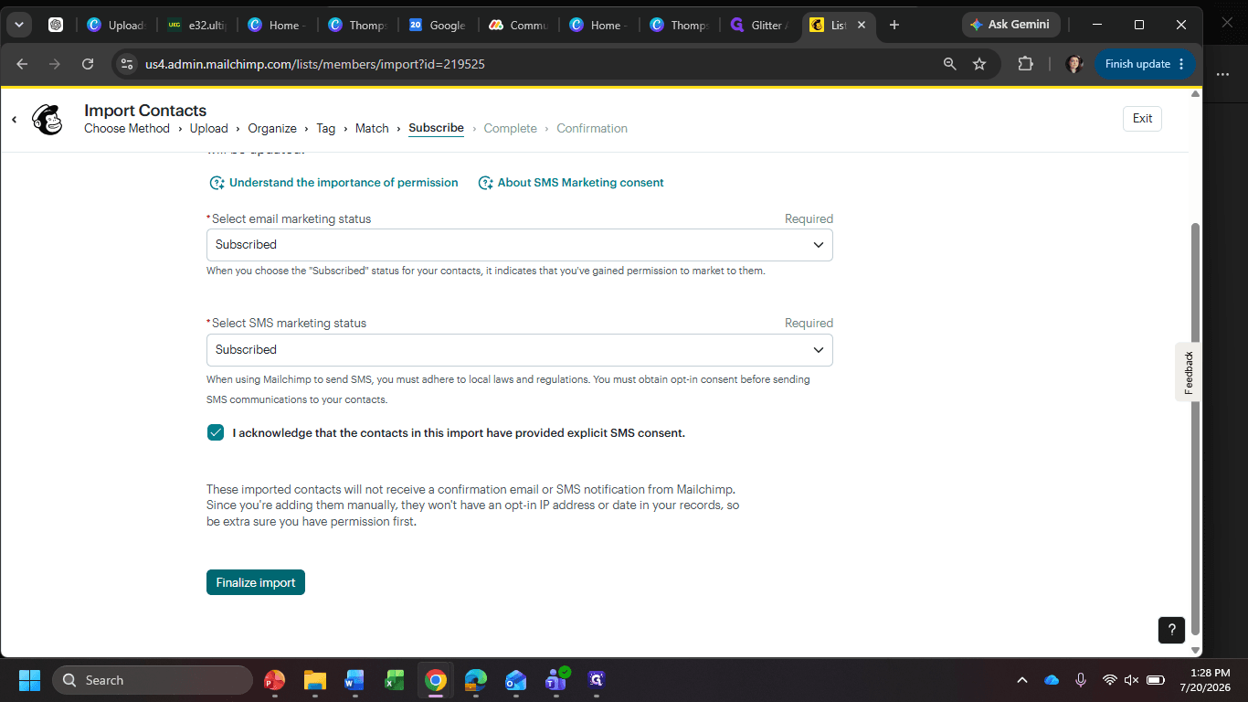 Step #18: Click Finalize import.