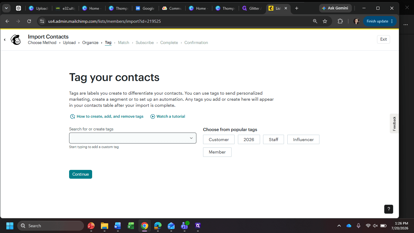 Step #10: Click the search bar to find or create tags for the upload.