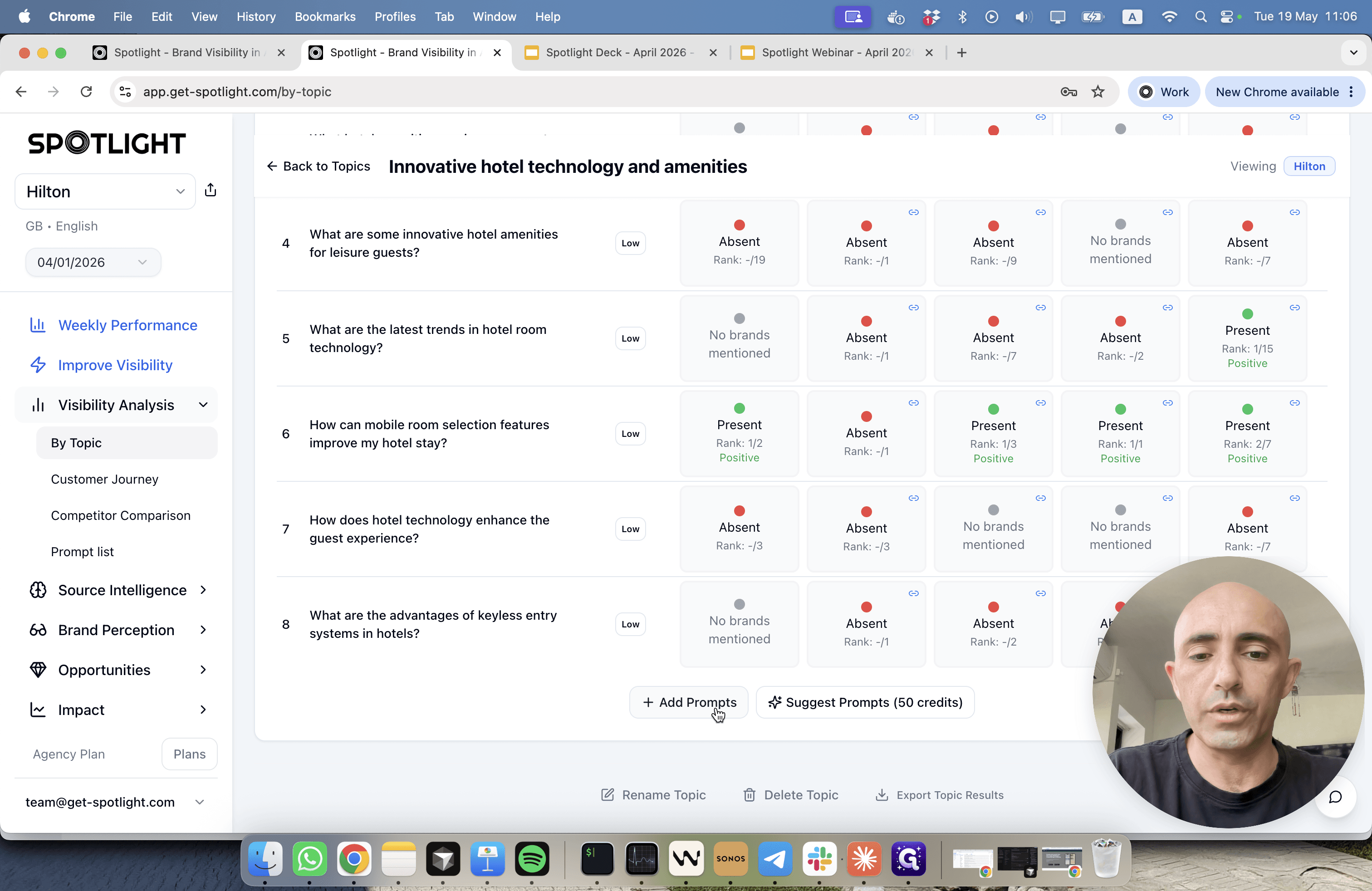 Step #5: Click + Add Prompts at the bottom of the table to manually input queries one by one.