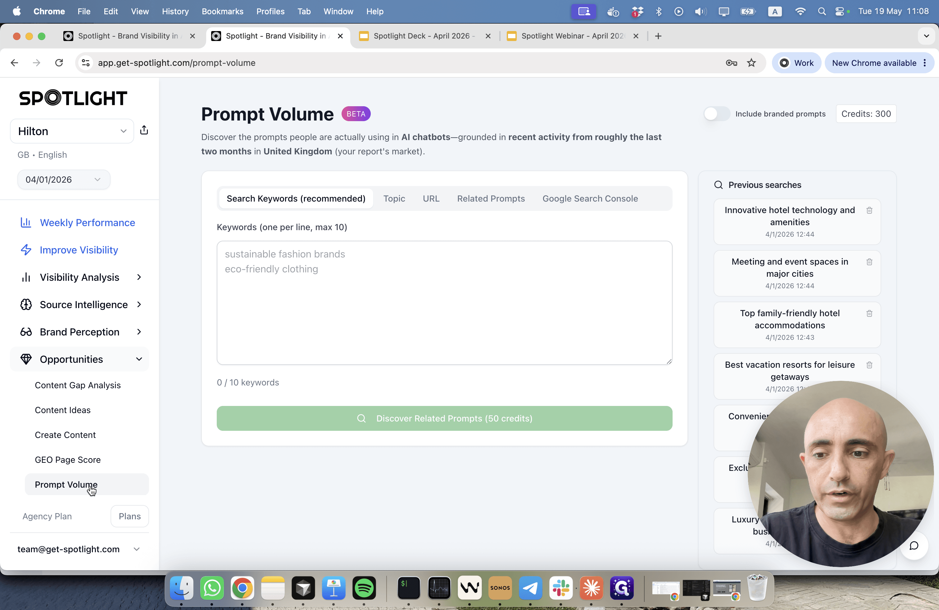 Step #1: In the left navigation sidebar under Opportunities, select Prompt Volume.