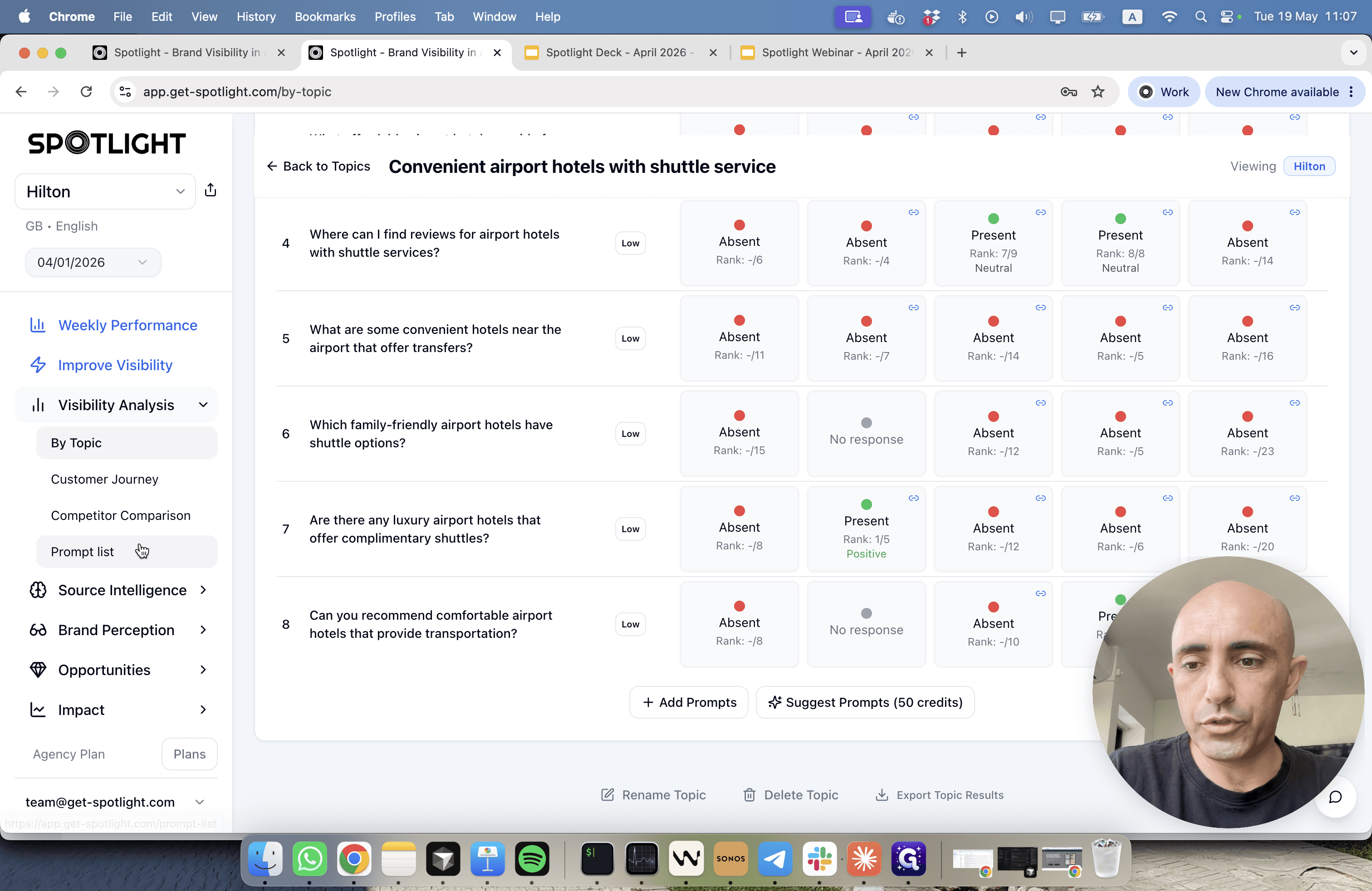 Step #8: In the left sidebar, select Prompt list to view your master list of tracked queries.