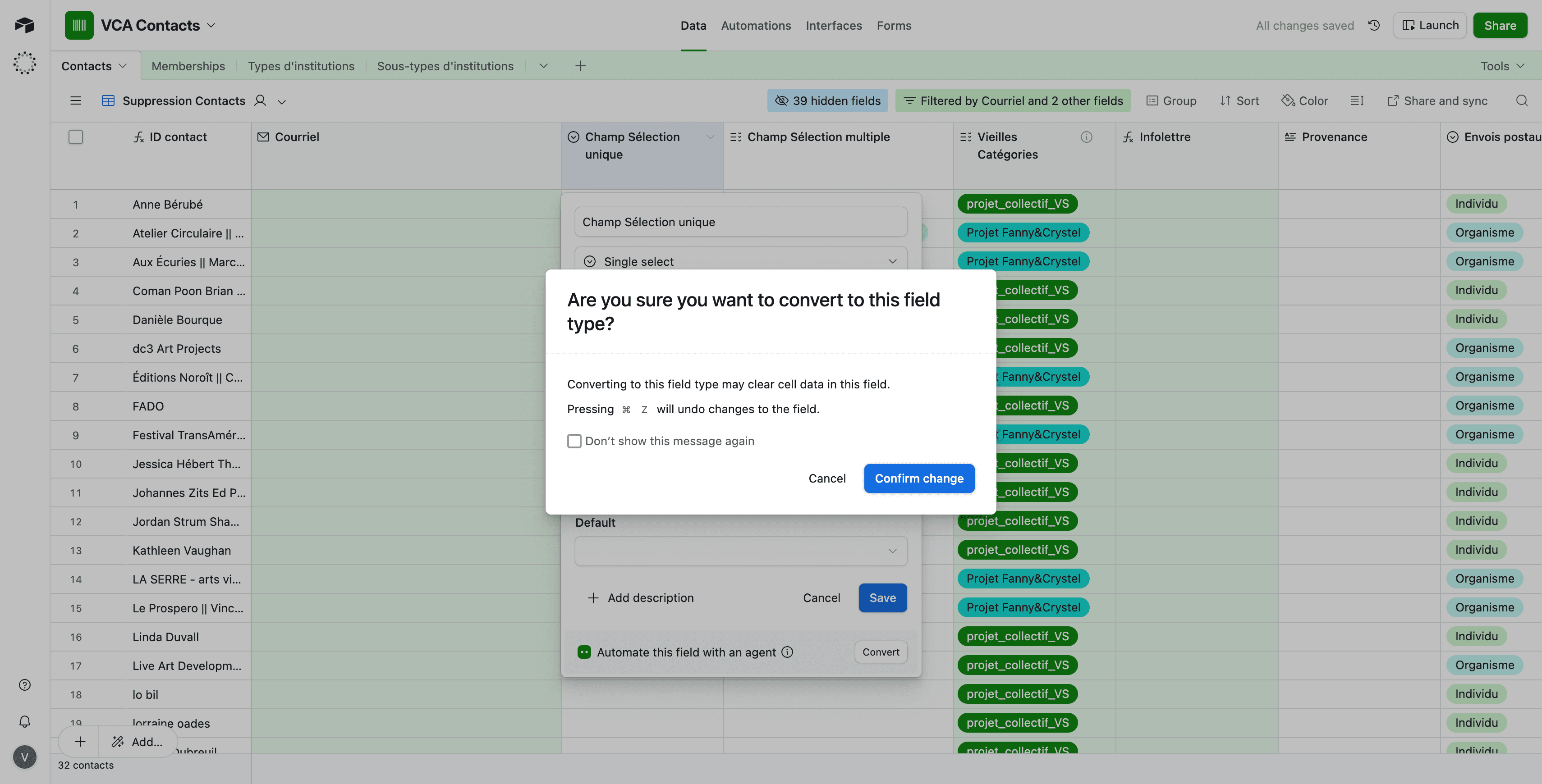 Step #3: Cliquez sur Confirmer la modification pour appliquer la nouvelle configuration à votre grille.