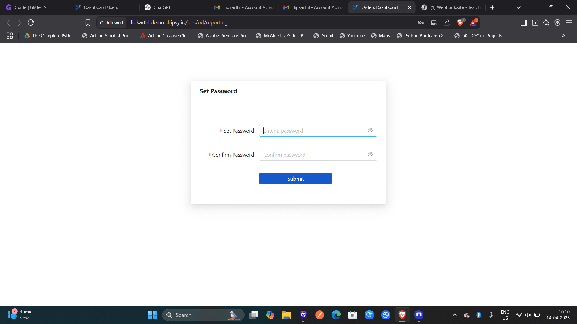 Step #16: enter the new password.after submitting this the employee can get assess to account.