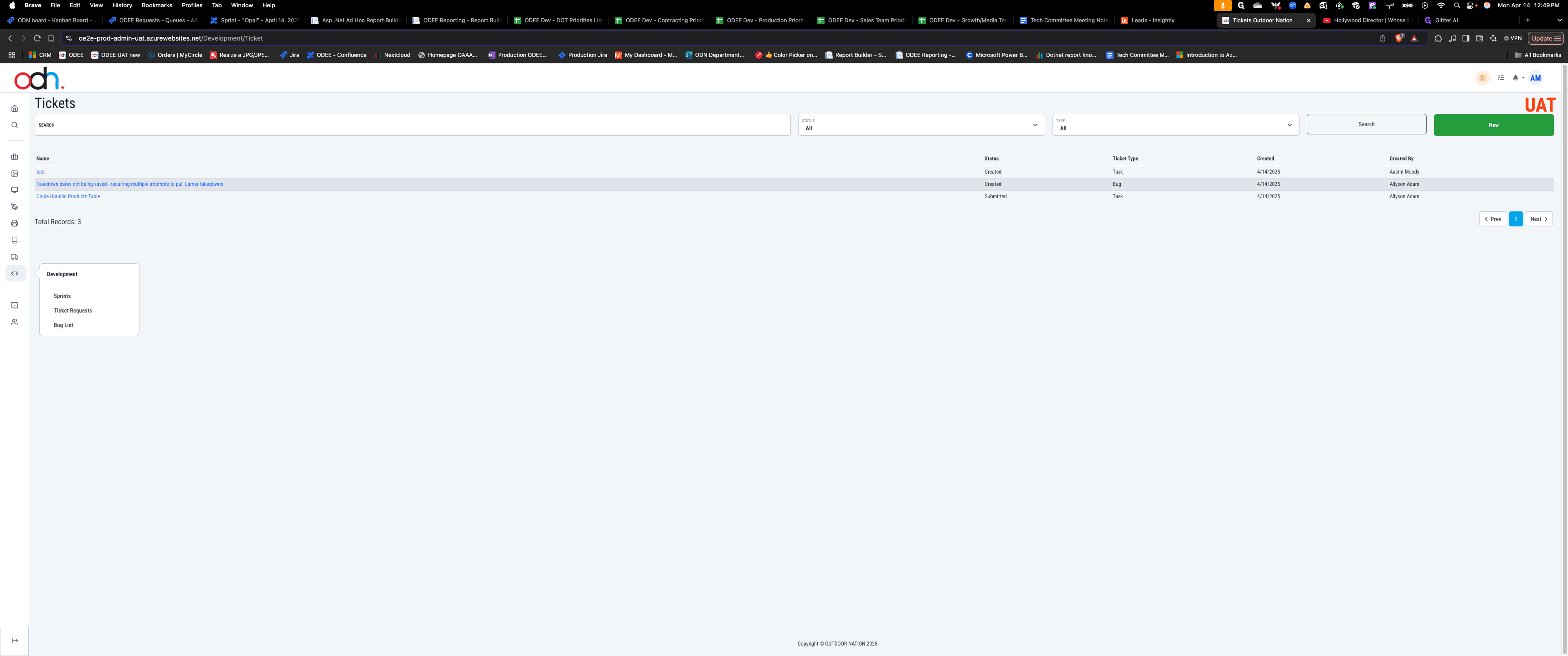 Step #3: Hover over "Development" and choose "Ticket Requests"
