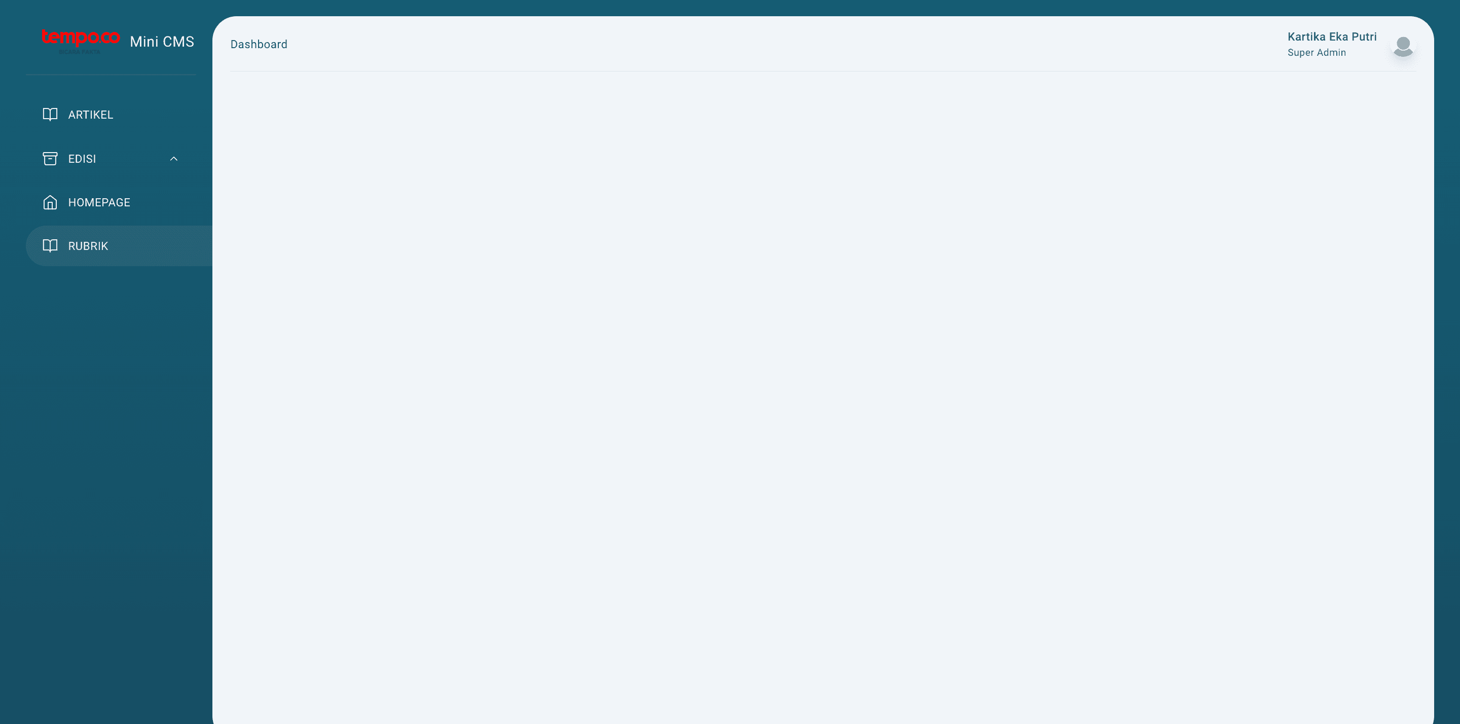 Step #1: Menuju ke Mini CMS - Single Brand, lalu ke menu Rubrik