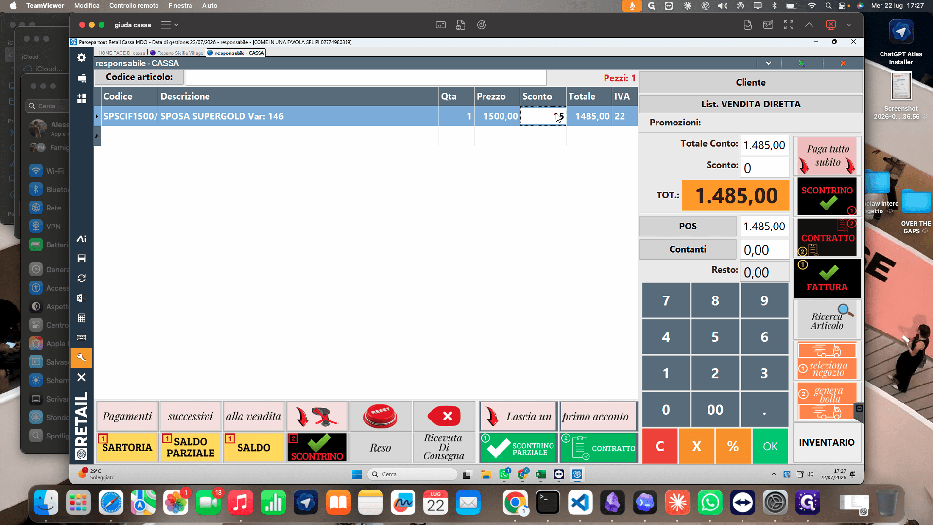 Step #8: Inserite l'importo numerico per uno sconto a valore, oppure digitate il numero seguito dal simbolo % per uno sconto percentuale.