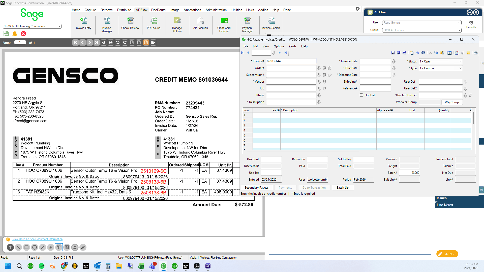 Step #80: Reference the same invoice number and push OK on the warning (using the same invoice number twice)