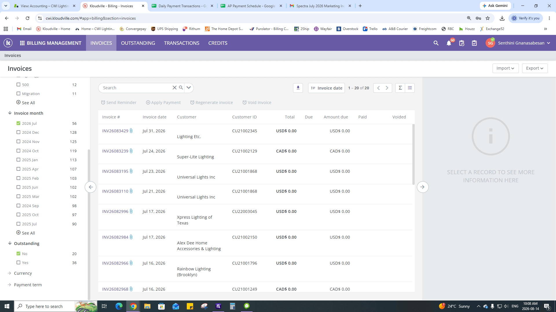 Step #19: Click the + (Action) menu on the invoices table.