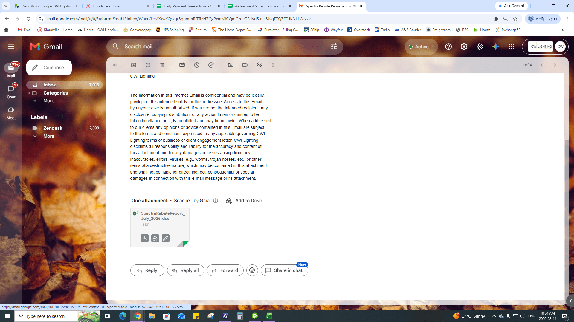 Step #2: Download the attached SpectraRebateReport Excel file.