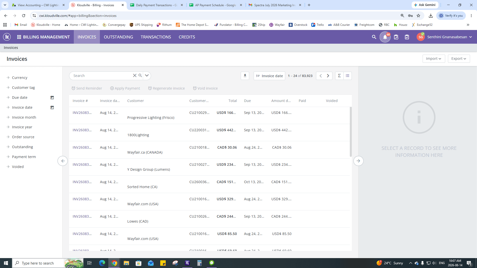 Step #10: In the Kloudville billing dashboard, click INVOICES.