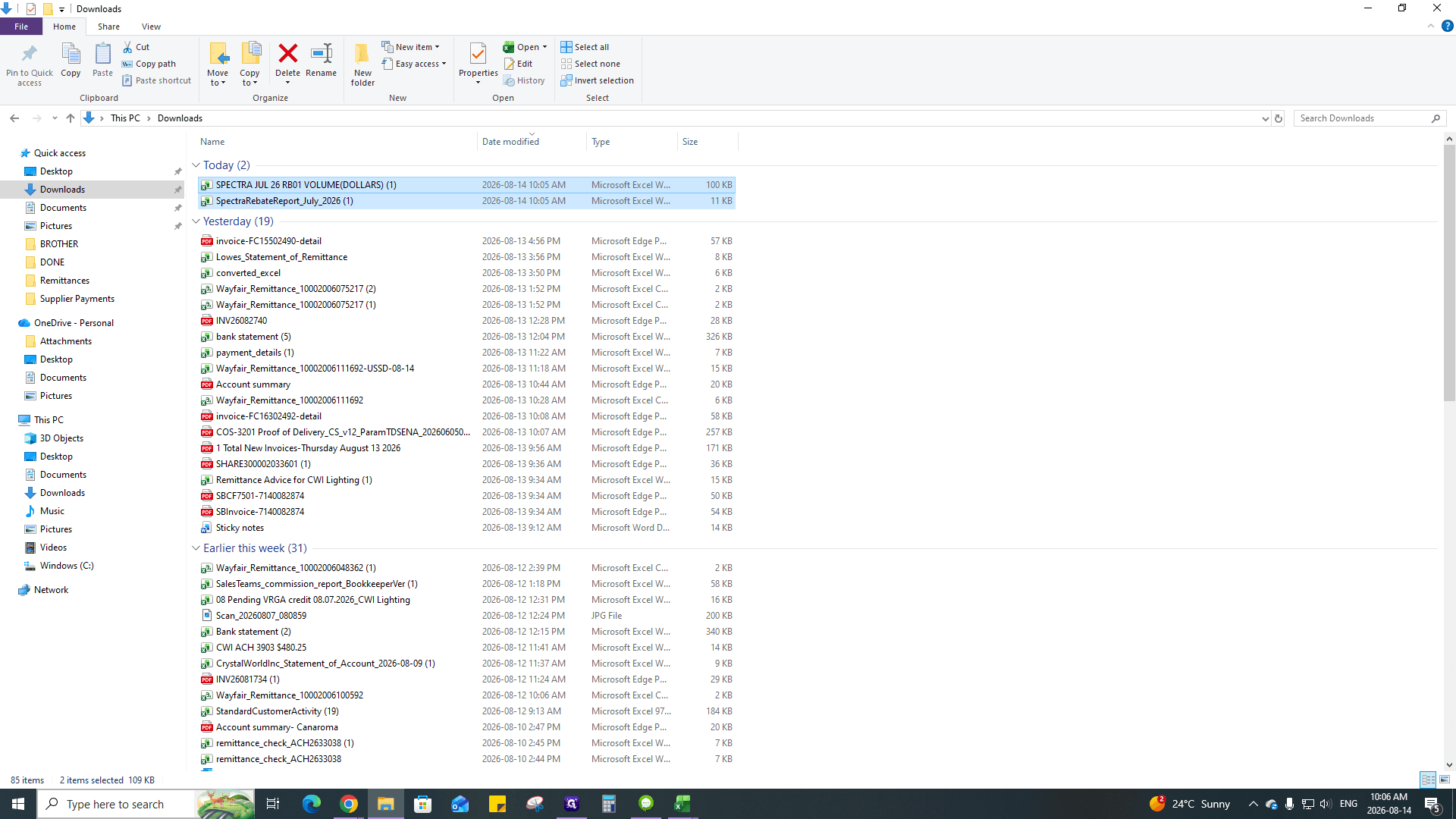 Step #9: Drag the newly downloaded Excel files from your Downloads folder into this new monthly folder.