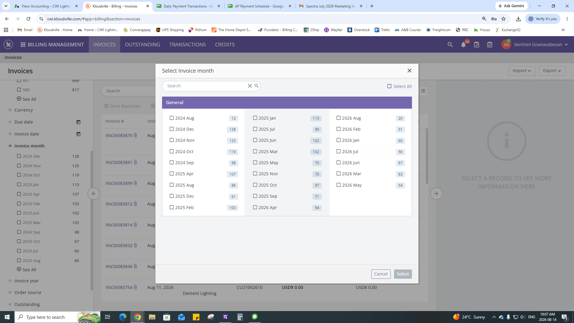 Step #16: Select the checkbox for the target month (e.g., 2026 Jul).
