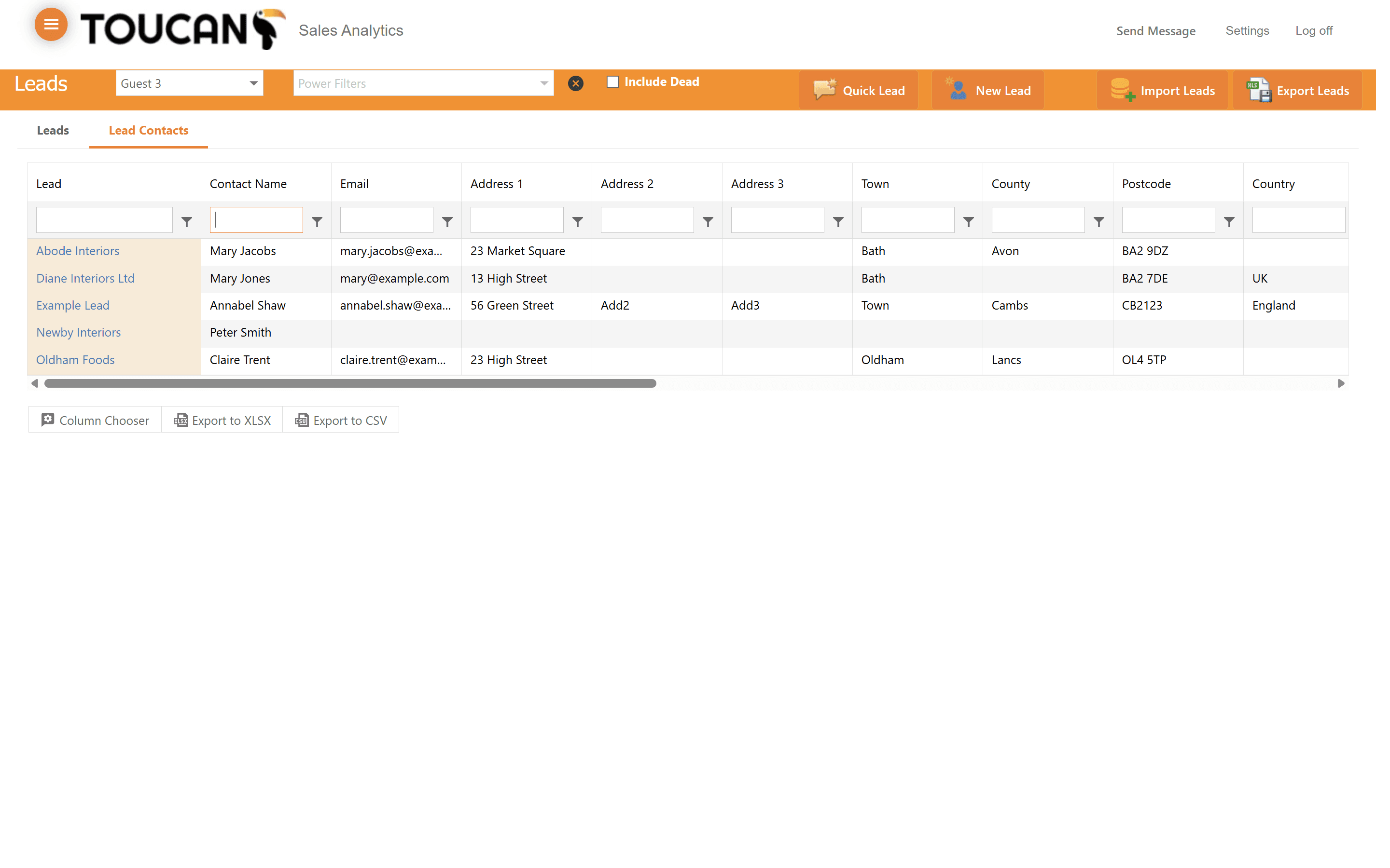 Step #3: Filter by other text fields like Contact Name by typing your criteria into the respective column's search box.